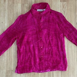 Vintage/Y2K New York City Design Co. 100% Silk Blouse - Pink - Medium